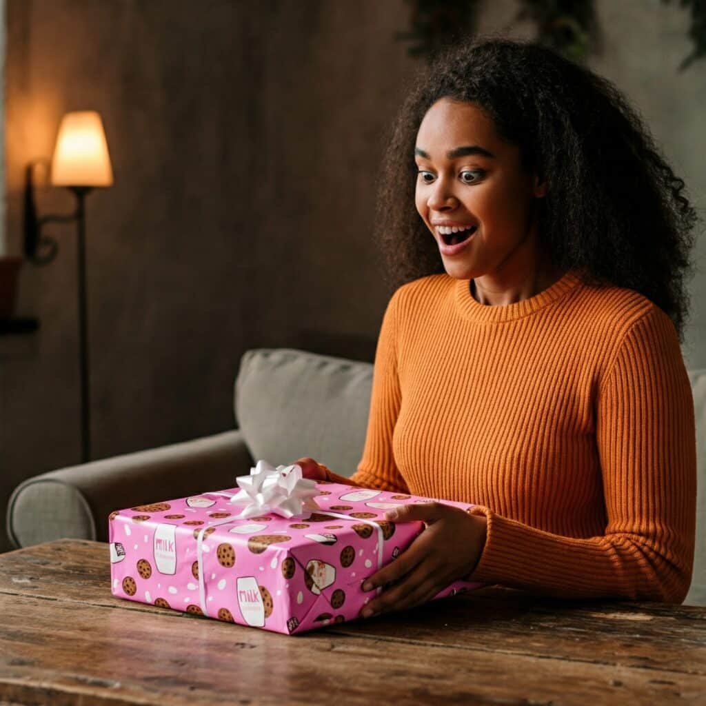 milk and cookies wrapping paper gift
