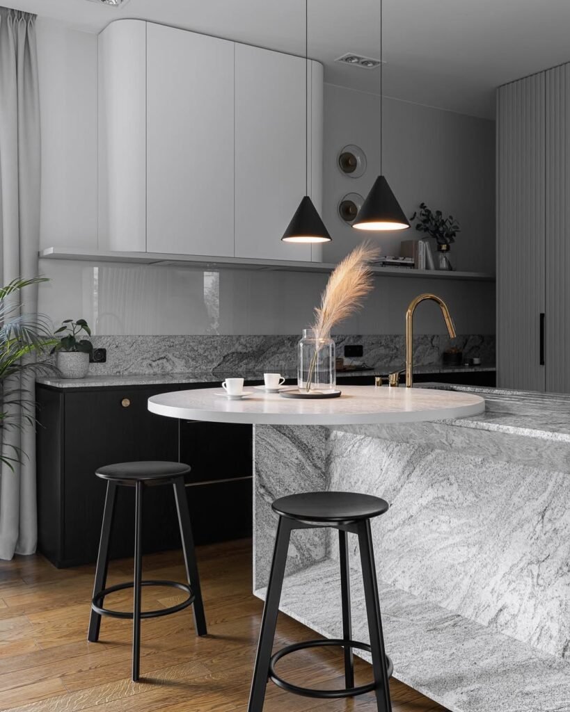 Modern Black and White Kitchen Ideas 11