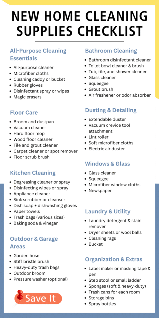 New Home Cleaning Supplies Checklist