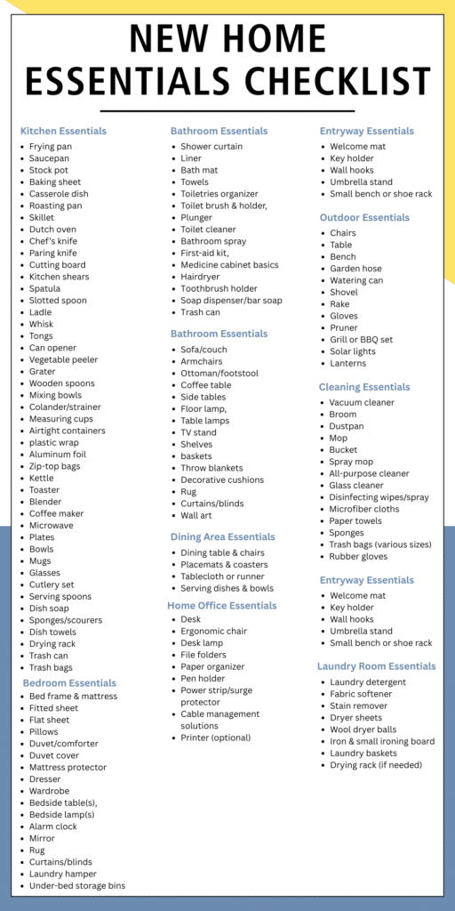 New Home Essentials List