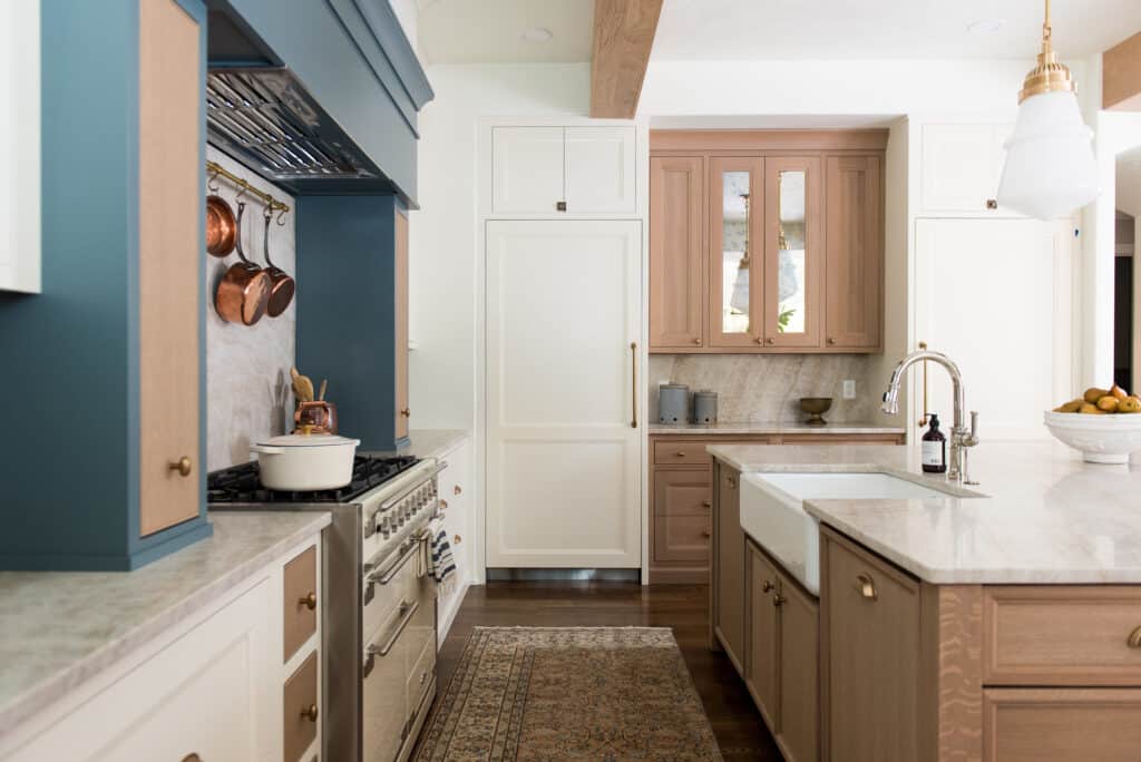 Statement White Kitchen with Blue Accents Ideas
