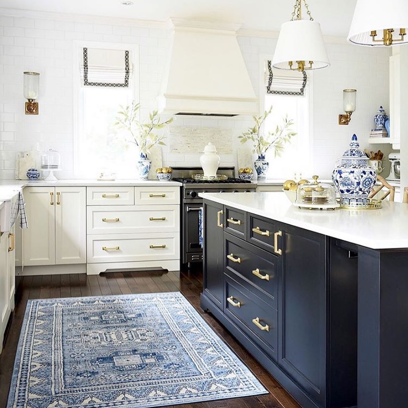 Statement White Kitchen with Blue Accents Ideas