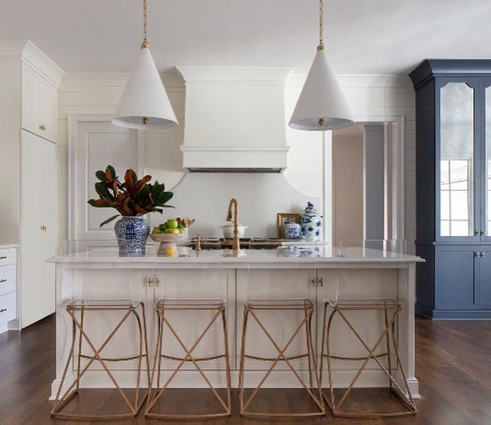 Statement White Kitchen with Blue Accents Ideas